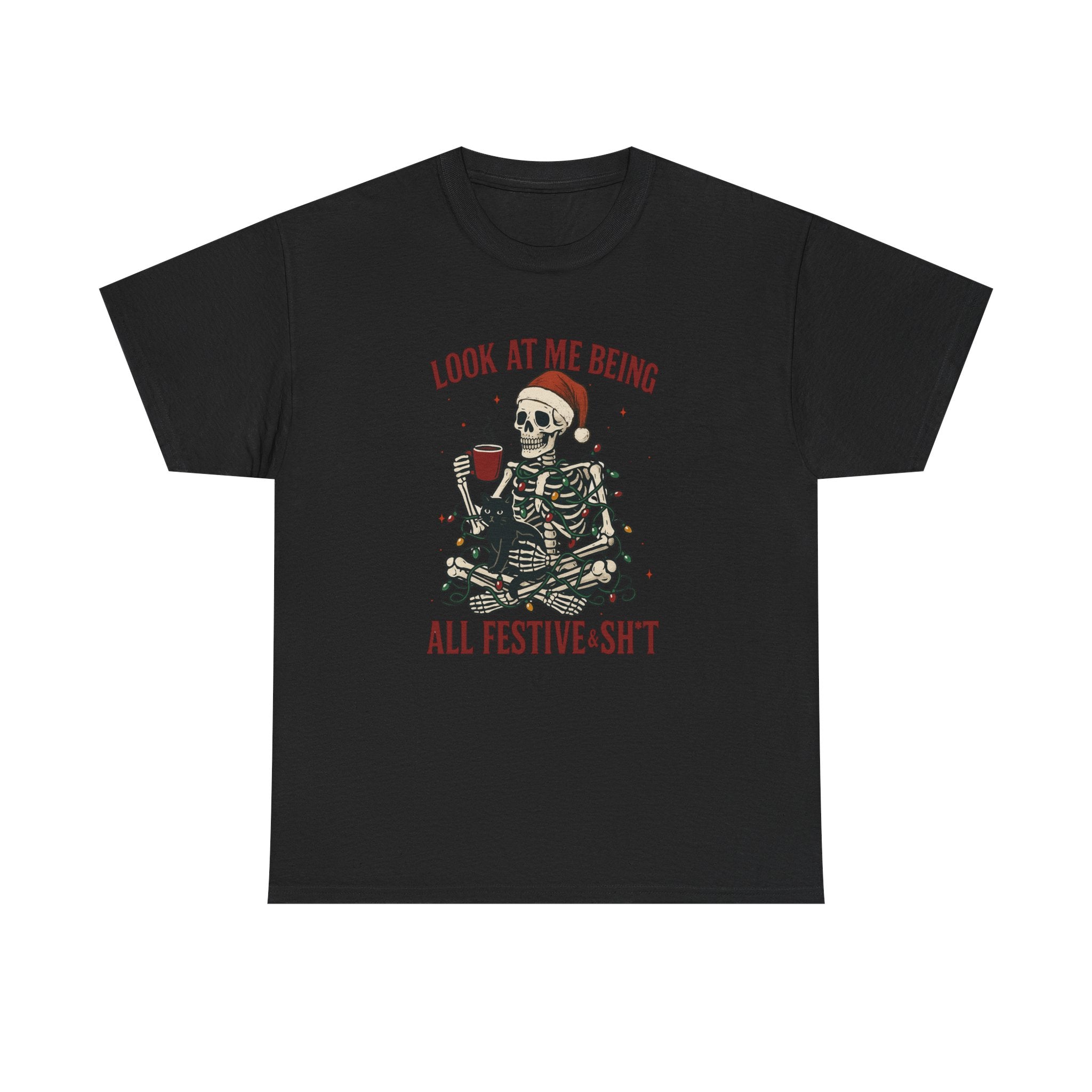 Festive Skeleton Tee - Holiday Shirt for Adults