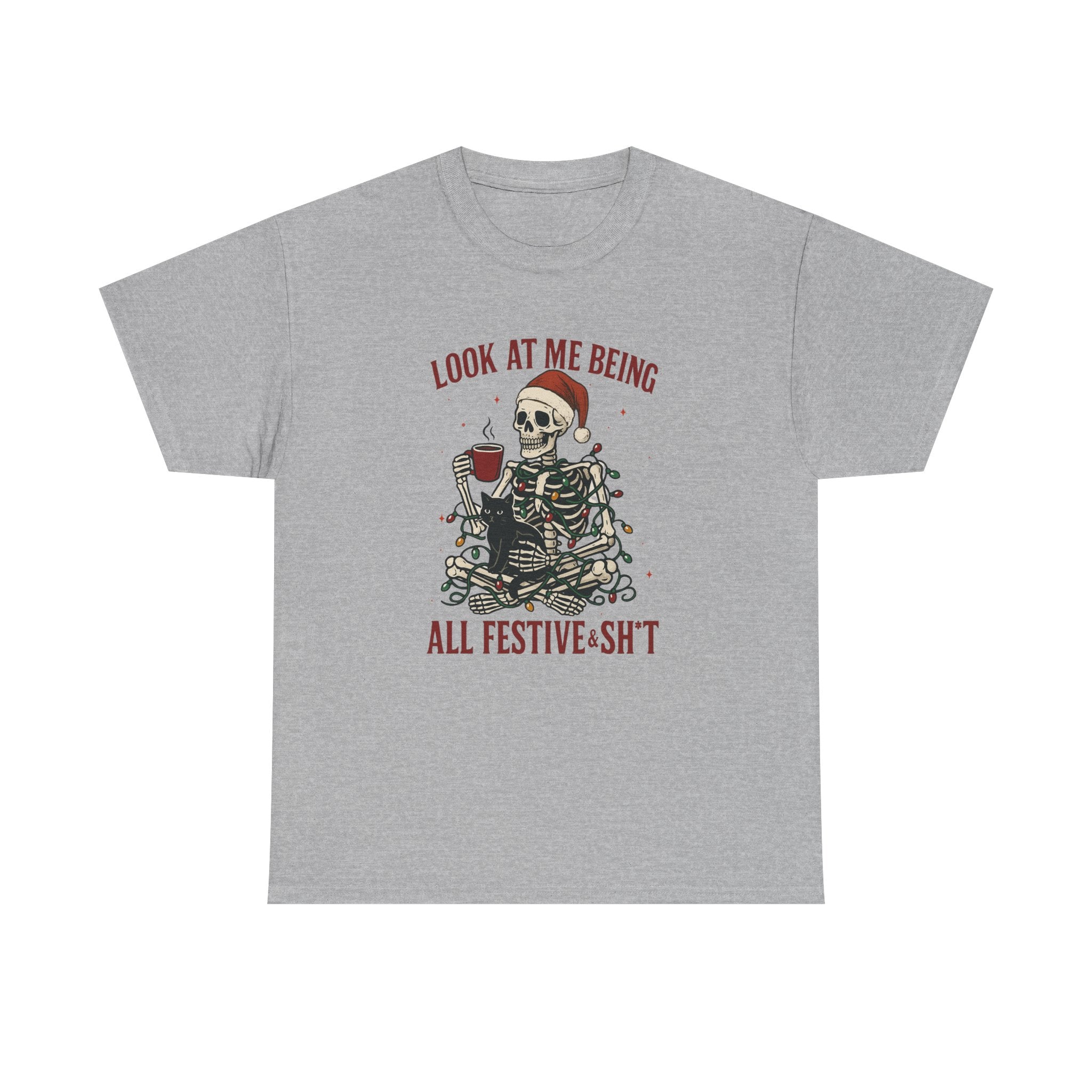 Festive Skeleton Tee - Holiday Shirt for Adults