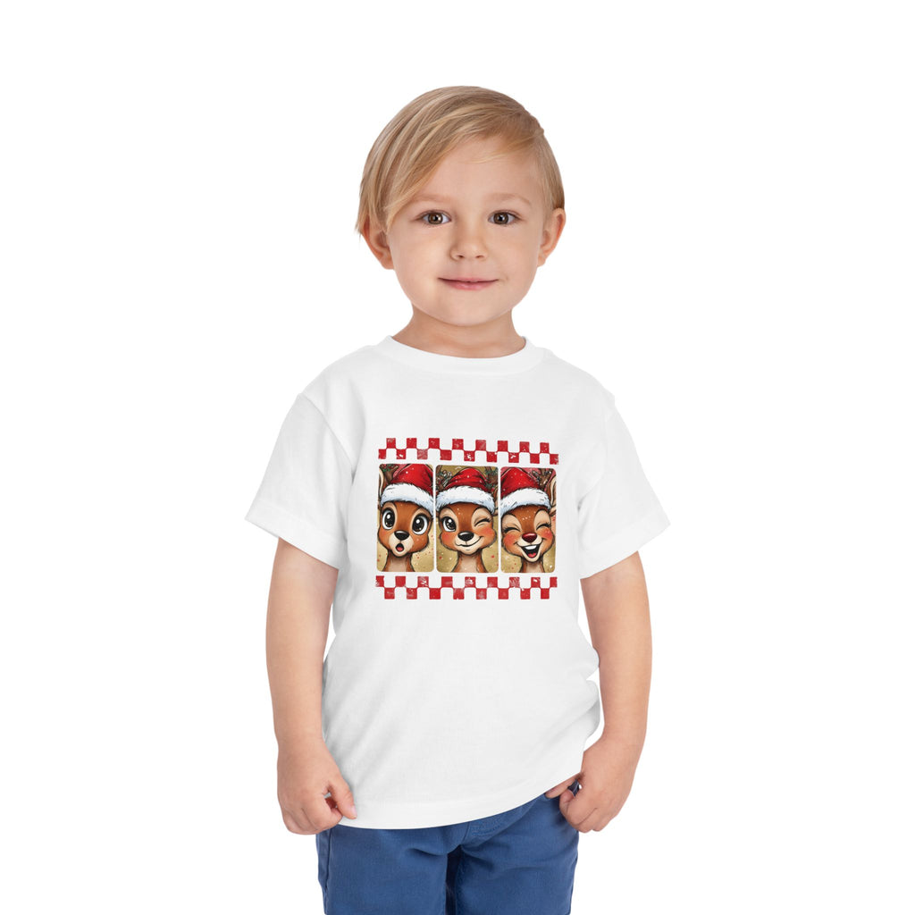 Festive Toddler Short Sleeve Tee with Cute Animal Design
