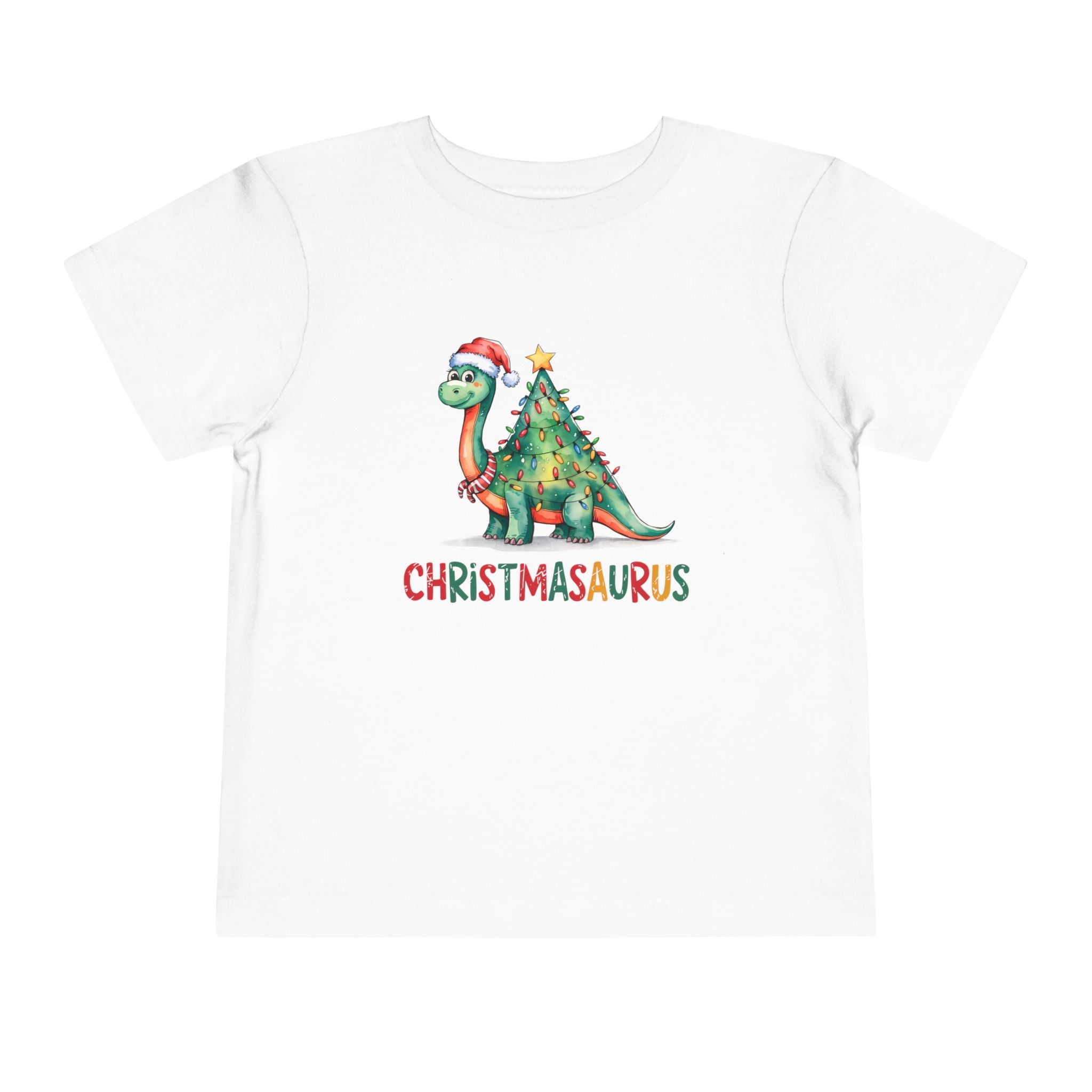 Toddler Christmas Tee with Fun Christmasaurus Dinosaur Design, Holiday Shirt, Gift for Kids, Xmas Outfit, Festive Clothing
