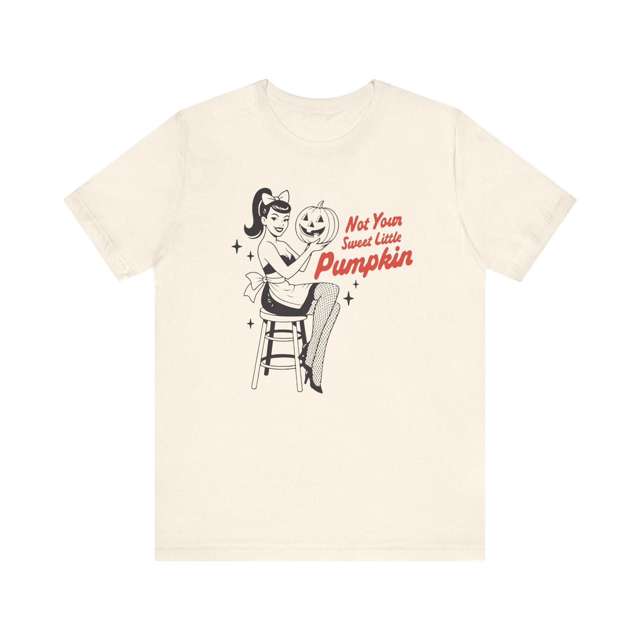 Halloween Vintage Pin-Up Tee, Not Your Sweet Little Pumpkin Shirt, Unisex Short Sleeve T-Shirt, Cute Gift for Fall, Spooky Season Fashion
